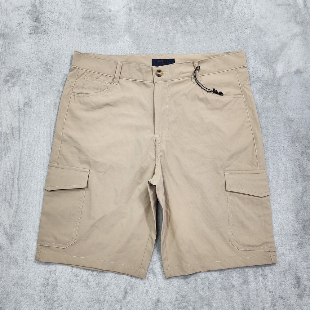 Nomad Shorts Mens L Beige Cargo Polyester Ripstop Hiking Outdoor Travel Casual